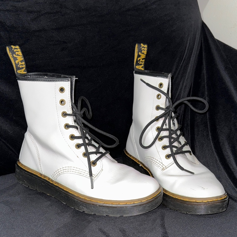 Dr. Martens White Airwair Boots with Black Laces